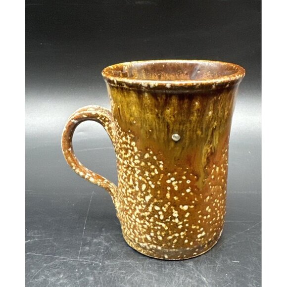 VTG Studio Art Pottery Mixed Artist Brown Coffee Tea Mug Set Of 4 Signed - Picture 2 of 16